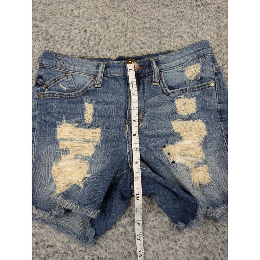 Rock & Republic Shorts Womens 2 Blue Hula Cut off High Rise Denim Distressed - Picture 5 of 8